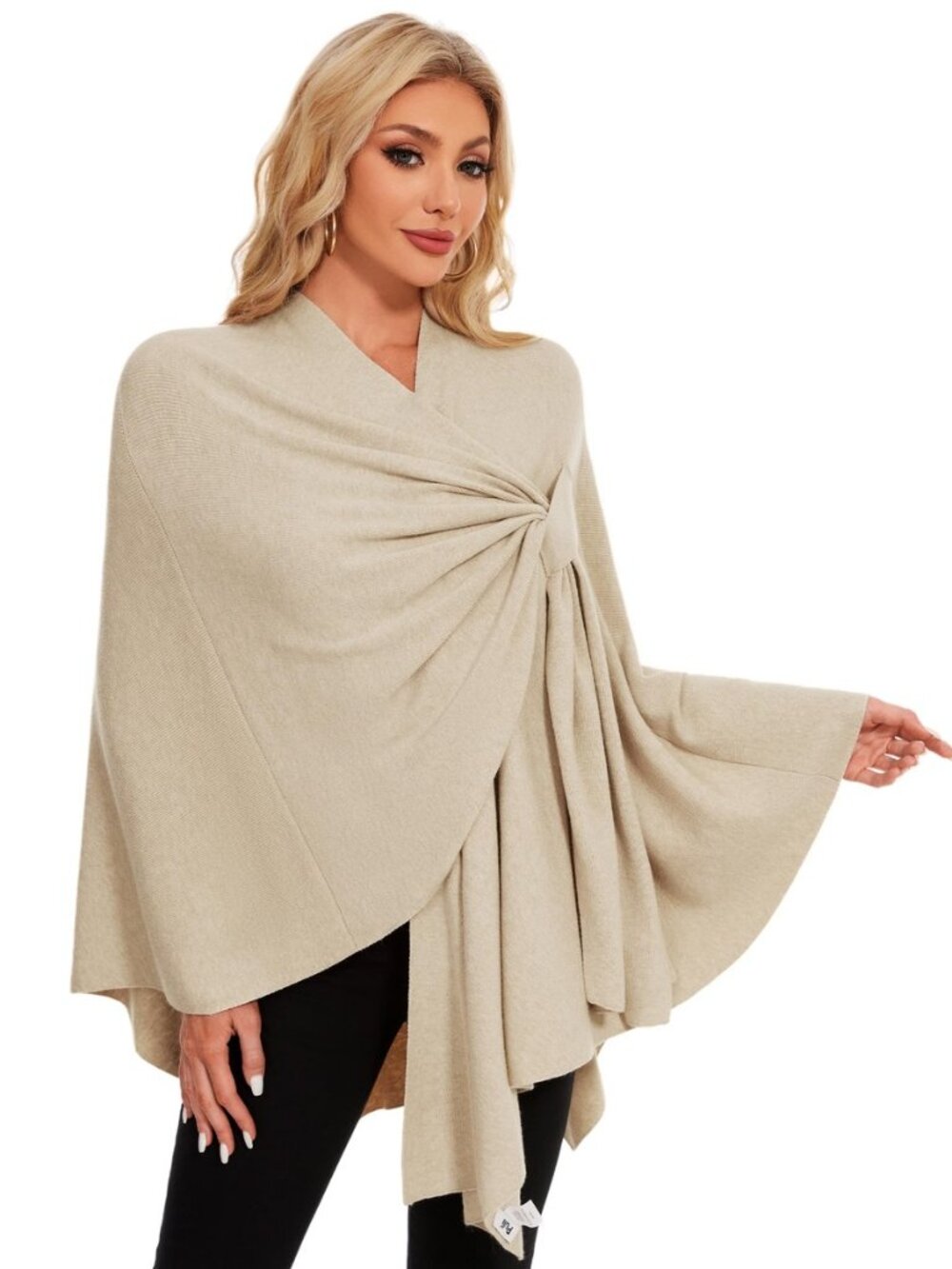 Women Cross Front Shawl Wrap Knit Poncho Cape Warm Travel Wraps